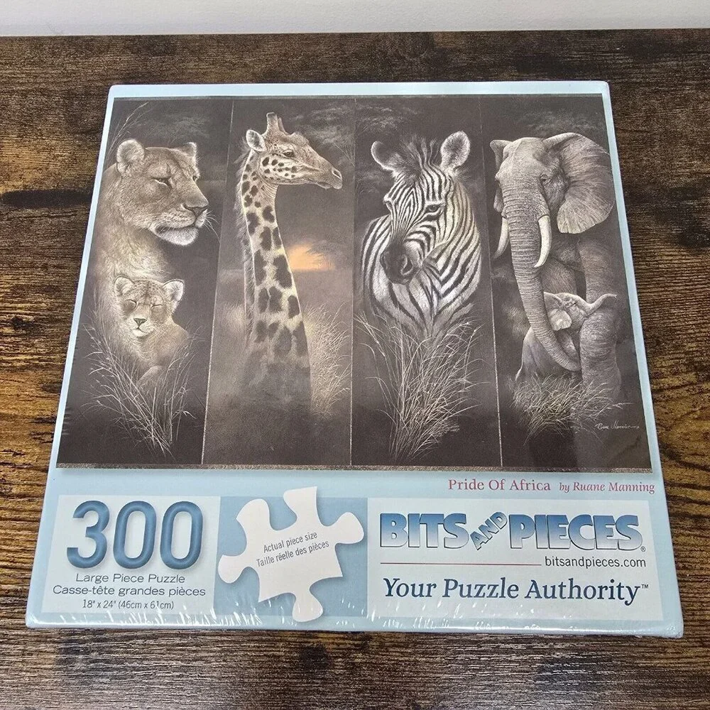 NEW SEALED Bits And Pieces Pride of Africa 300 Large Piece Jigsaw Puzzle Manning